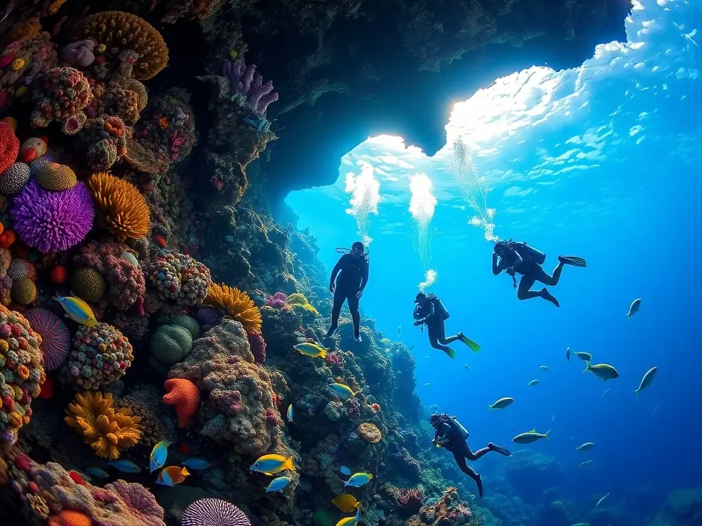 A photograph showcasing ACP members participating in a group dive, exploring a local underwater site. The image emphasizes the sense of community and shared passion for subaquatic exploration within the association.