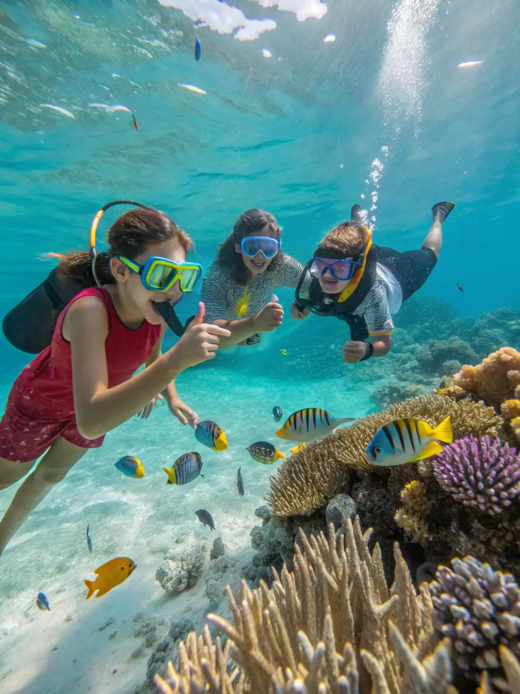 A group of children participating in a snorkeling session, emphasizing the association's inclusive approach and educational programs for young enthusiasts.